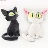 Plush dockor Cartoon Movie Plush Toys Kawaii White Cat and Black Cat Stuffed Animals Plushies Birthday Present For Children Girls Y240415