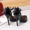 Scarpe eleganti donne pompe sexy donna nera con tacchi alti eleganti party tacco in pelle appuntita punta di punta caviglia con fibbia per fibbia per moda stiletto
