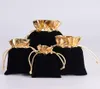 Black 7x9cm 9x12cm Velvet perle cordon sachets de bijoux de bijoux pochettes à cordon pour les faveurs de mariage perles 1018 Q27348590