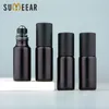 Botellas de almacenamiento 50/100pcs/lote 5 ml Matte Black Essential Bottle Rollable Rollable en perfume Cosmética de rodillos de vidrio Frost