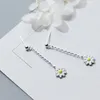 Kolczyki Dangle Mloveacc Authentic 925 Sterling Silver Stackable Daisy Floral Drop Flower Women K inkudzie na imprezę Prezent biżuterii