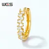 Hoopörhängen Wes Gold Plated 925 Sterling Silver Small Stacked Baguette CZ Diamond Style Huggie For Woman Fashion Jewelry Band