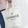 Shopping väskor mode kvinnor vit duk väska grafik estetiskt brev tryckt shoppare kawaii casual lady axel tote