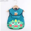 Bibs Burp Cloths Sleeveless bib suitable for children toddlers waterproof long sleeved artistic smoke feeding bib apron 06 year direct shipping Y240415Y240417T3N