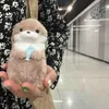 Keychains Lanyards Lovely Otters Plush Pendant Keychain Kid Boy Girl 여자 남성용 세련된 배낭 키링 펜던트