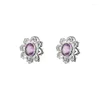 Backs Earrings S925 Sterling Silver Charms Clips For Women Contrast Colored Flowers Amethyst Topaz Ear-clips Jewelry