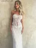 Sexy Skirt Mozision Lace Print Y Dress Set Women Broolless Crop Top and Long Skirt Matching مجموعات مطابقة للإناث Night Club Party اثنين من قطعة L49