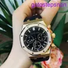 Designer AP Wrist Watch Mens Watch Royal Oak Series 26240or Rose Gold Black Belt Mens Fashion Leisure Business Sports Back Transparent Mechanical Watch