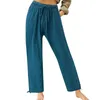 Damesbroek Pant Casual losse hoge taille katoenen linnen wijd been lang met zakken pantalon femme spidnie dresowe damskie