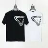 2024 Nya mäns T-shirt triangelmärke högkvalitativ bomull av high-end modemärke kort hylsa t-shirt manligt tungt par som matchar tunn M-3XL#98
