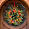 Fleurs décoratives Fall Pumpkin Couronne en plastique pour la porte d'entrée Couronnes