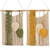 Gobeliny Boho Tapestry Macrame Wall Decor ręcznie tkane liście wiszące na ręcznie tkane kreatywne frędzle