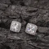 Square Zircon Stud Earrings for Men Women CZ Earring High Quality Pink Silver Gold Colors Fashion Jewelry for Gift276j