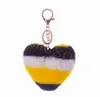 Modespleiß Herzball Pom Pom Keychain Fluffy Faux Rabbit Fell Pompom Schlüsselbund Frauen Bag Charms Schmuck Weihnachtsschlüsselring DB310