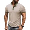 T-shirt à manches courtes pour hommes, sports et fitness, chemise Henley en plein air pour hommes avec Henry inférieur