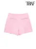 TRAF Women Fashion Asymmetric Pareo Style Self Overlay Shorts Skirts Vintage High Waist Side Zipper Female Skort Mujer 240409