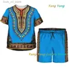 Kleidungsstücke afrikanische Print Tracksuit Männer/Kinder Fashion T-Shirts Anzug Casual Shorts/Vintage Top Sport und Freizeit Kleidung Set T240415