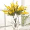 Fleurs décoratives 1pcs 38 cm Fake Acacia ACACIA ARTIFICAL JAUNE MIMOSA SPÉRIT