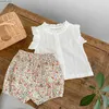 Set di abbigliamento Summer Bambini per neonati abiti da bambino per bambini Bambini per bambini abiti da bambino set senza maniche + pantaloncini 2 pezzi abiti da bambino y240415