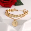 Punk Exaggerated Thick Chain Hand Creative Prince Round Card Multi-layer Layered Fashion Bracelet for Women