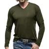 Men's V-neck Long Sleeved T-shirt, Men's Pure Cotton Base Shirt, T-shirt, Men's Top T-shirt