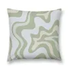 Cuscino swirl liquido abstract contemporaneo in un lancio di mandorle grigio verde chiaro Copri di divano S