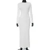 Citenova Femmes blanches Élégant robe en tricot décontracté sous-tension mince texture à manches complètes longues