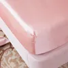 High-End Satin Rayon Fitted Bedsheet Pillowcase Solid Color Elastic Band Mattress Cover Home Bedding Bed Sheet Matress Cover 240401