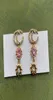 Luxe ontwerper Long Dangle kroonluchter oorbellen meisjes roze diamant bloemvorm drop oorbellen6373872