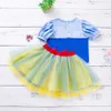 Baby Summer Children's Wear Spliced Bubble Sleeve T-shirt Mesh Fashionable Princess Dress 2-piece Set