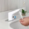 Robinets de lavabo de salle de bain ouboni blanc automatique tactile robinet de capteur libre mélangeur en laiton massif du robinet de robinet d'économie électrique inductive