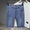 Summer Mens Ultra-thin Denim Shorts Chinese Embroidery Classic Fashion Straight Shorts Business Casual Short Jeans Male 240415