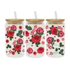 Vensterstickers uv dtf bloemen vlinders overbrengen gelukkige sap bedrukte sticker voor de 16oz libbey -bril wraps flessen d8855