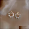 Stud Korean Petal Pearl Ear Temperament Net Red Female Small And Wild Fashion Earrings Drop Delivery Jewelry Dhylh Otomn