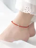 Tornozeleiras ano de nascimento S925 Silver Red Rope Circlet Tornoziga para Mulheres 2024 Ins especialidades Especial Design Black Ornament Foot Ornamentos