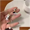 Orecchini a vite clip-on Orecchini giapponese in stile cartone animato clip di mucca asimmetrica senza piercing dolce grazioso e orecchio di latte animale divertente dr d otohp