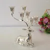 Candle Holders Plated Metal Luxury Reindeer Shape Stand 6-Arms Decorative Stick Zinc Alloy