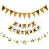 Party Decoration 3 % Set 16 4ft Gold Paper Card Banner vlaggen Silver Birthday Decorations Pennant Happy