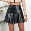 Skirts For Women Womens High Waist Ruffled Irregular Leather Skirt Sexy PU Fashion A Line Suede