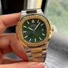 Wristwatches Luxury Elegant Mens Automatic Mechanical Watch 5711 Simple 904L Stainless Steel Calendar Silver Yellow Gold Blue Green