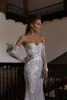 2024 sjöjungfru bröllopsklänningar 3D-florala applikationer Sexig älskling Öppen back Brudklänningar Custom Made Sweep Train Beach