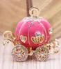 1Cute Big Pumpkin Carriage Crystal Charm Keychain Key Ring07255617