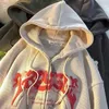 Kadın Hoodies Kadın Retro Nakış Sonbahar Kış Zip Yukarı Uzun Kollu Gevşek Ceket Katlar Y2K Günlük Cep Kapüşonlu Sweatshirt