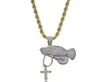 Gebedshand met kruishanger ketting Iced out Full zirkon ketting hiphop gouden ketting voor mannen sieraden4316801