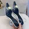 Sandals Mules High Heels Slipper Medusa Bow Calf Leather Slides Slip-on Open Square Toe Women Luxury Top Quality Street Style Shoes Factory Footwear Slippers