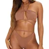 2024 New Bikini Bikini Nylon Solid Color Sexy Bikini Badekleidung