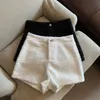 Shorts tweed Mexzt Donne eleganti pantaloncini a gamba larga ad alta vita Lady Corea Black Black Casual All Match Chic Short Pants 240415