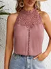 Kvinnors blusar Elegant ärmlös skjorta 2024 Summer Fashion Hollow Lace Style Tank Top for Women Tops Bloues Camisas de Mulher Axr297