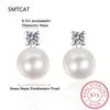 Studörhängen 9mm Pearl D Color 0.2/0,6CT Moissanite Earring S925 Sterling Silver White Gold Plated Wedding Jewelry for Women