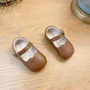 First Walkers Cute Baby Girl Shoes For Bor Princess Solid Color PU Leather Soft Tole Flats Non-Slip Crib